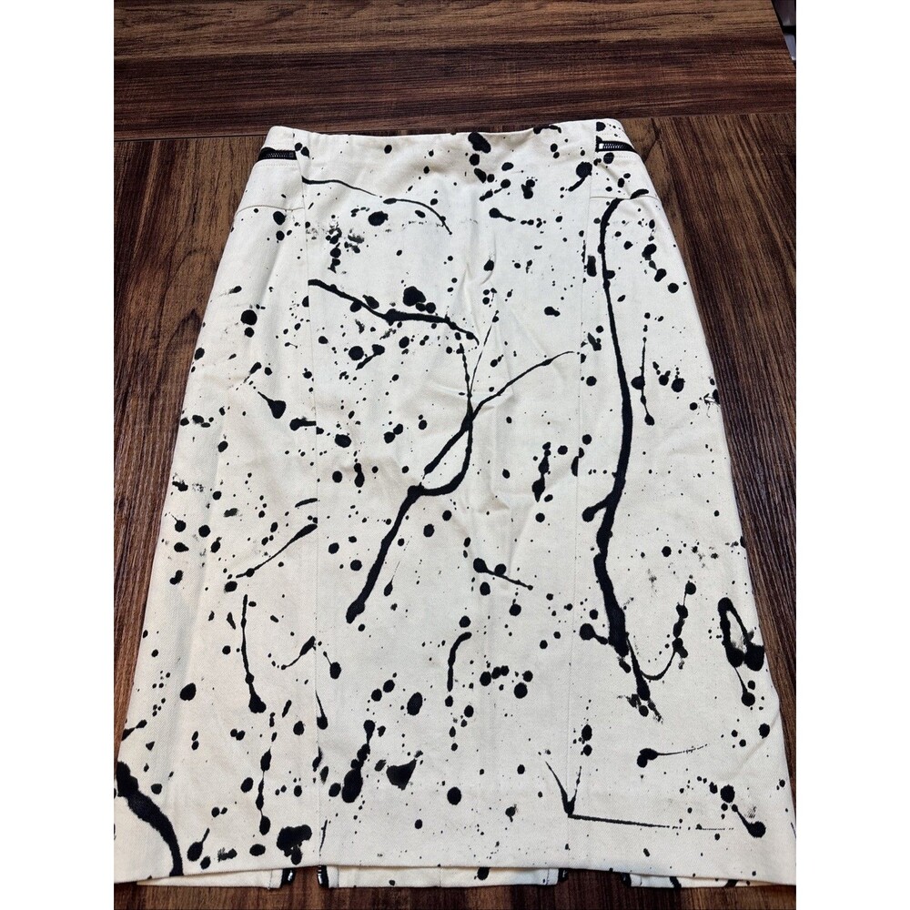 rag & bone Splatter Denim Pencil Skirt Light Yellow - Size 29